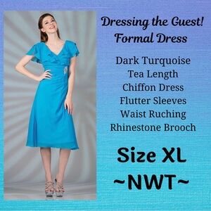 Women’s Turquoise Blue Ruffle Formal Party Dress NWT Size XL